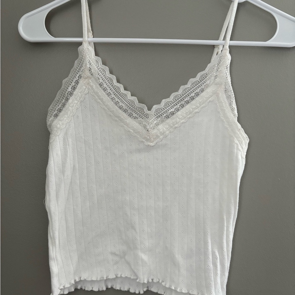 American Eagle Outfitters Cream Ribbed Sleeveless Camisole